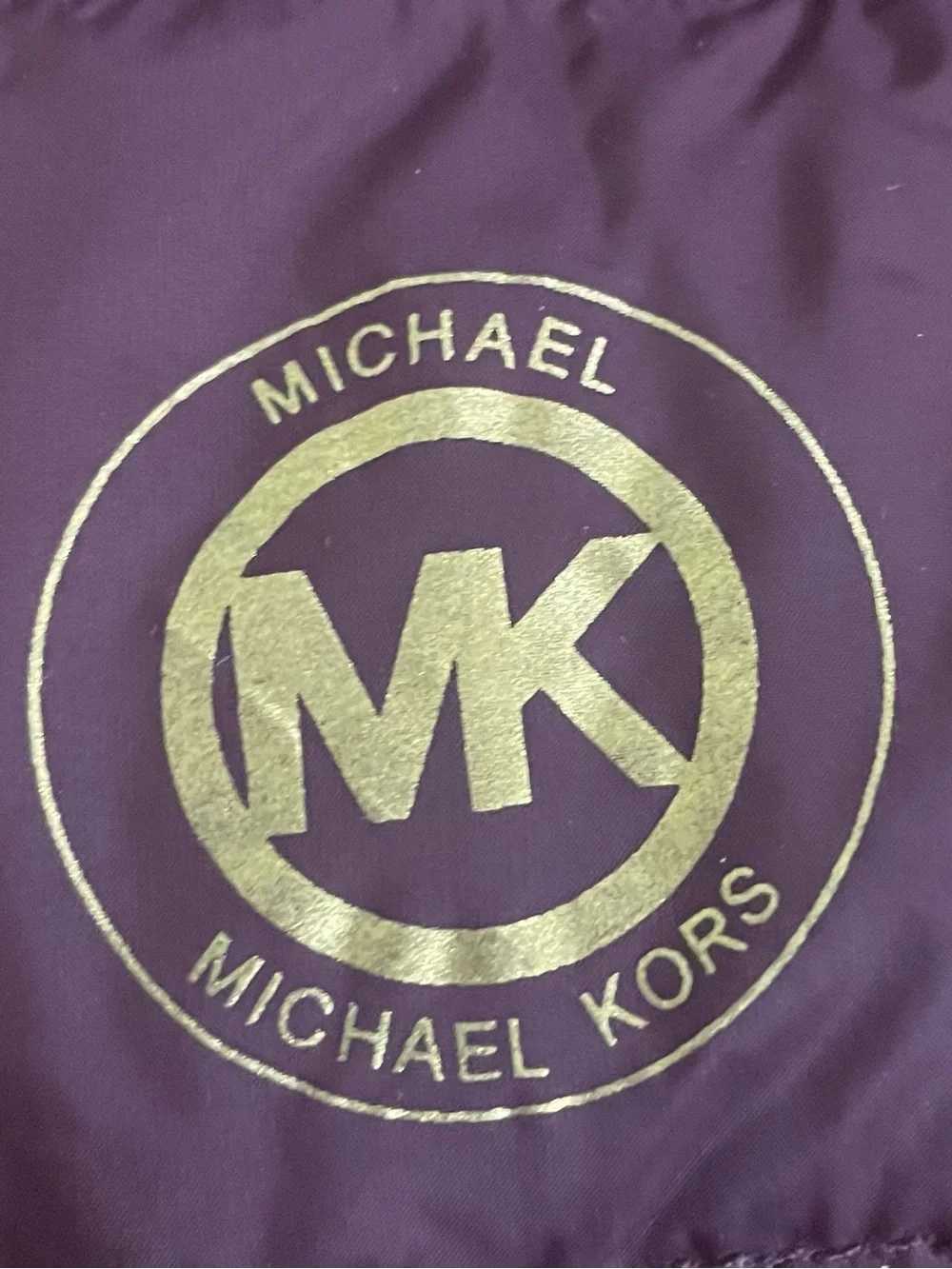 Michael Kors Quilted Puffer Jacket in Plum with Gold Hardware